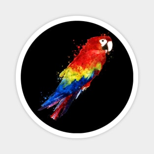 Dramabite Watercolor scarlet macaw parrot animal bird artistic Magnet